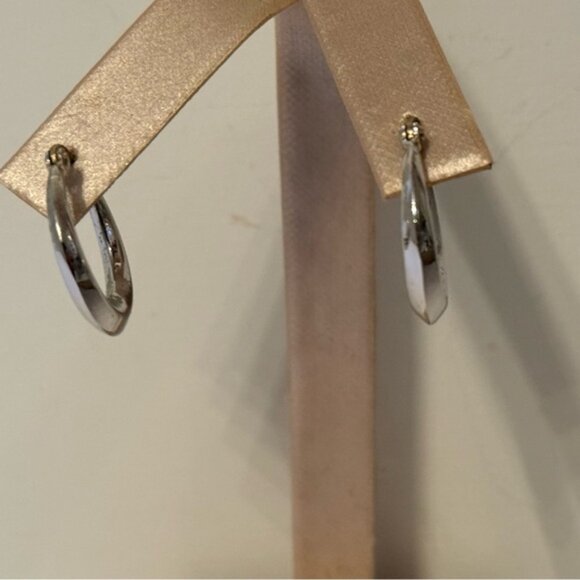 EARRINGS HINGED HOOP STERLING SILVER 925 2.3 g - Picture 3 of 7